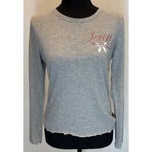 Victoria’s Secret Gray “Queen” Pajama with Ruffled Trim Size Medium